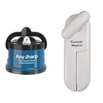 AnySharp Knife Sharpener with PowerGrip, Blue & Culinare C10015 MagiCan Tin Opener | White | Plastic/Stainless Steel | Manual Can Opener | Comfortable Handle for Safety and Ease