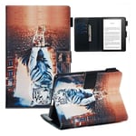 Amazon Kindle (2019) stylish pattern leather flip case - White Tiger
