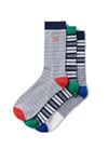 Crew Clothing Mens 3 Pack Classic Stripe Socks In Blue Size O/s