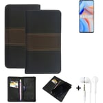 Wallet Case + headphones for Oppo A32 Protective Cover Brown