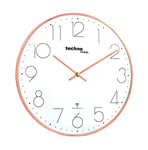 Technoline Horloge Murale Radio-pilotée Moderne en Filigrane avec Couvercle en Verre bombé et Cadran très Clair de 40 x 2,5 cm, Rose - doré