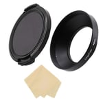 49mm Metal Wide Angle Lens Hood Wide Lens Hood 49mm for Canon Fuji Leica Leitz Nikon Olympus Panasonic Pentax Sony Lens 49mm Screw-in Lens Hood with 72mm Side Pinched Lens Cap