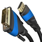 KabelDirekt – Câble adaptateur HDMI-DVI – 0,5 m (bidirectionnel, DVI-D 24+1/HDMI High Speed, 1080p/Full HD, câble vidéo numérique, pour relier des appareils HDMI à des écrans DVI ou inversement, noir)