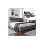 Lit double rembourré avec appuie-tête réglables, lits de rangement, cadre de lit en li 140x200 avec sommier à lattes