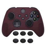 eXtremeRate PlayVital Wine Red 3D Studded Edition Anti-slip Silicone Cover Skin for Xbox Series X Controller, Soft Rubber Case Protector for Xbox Series S Controller with 6 Black Thumb Grip Caps