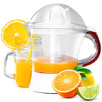 Geepas Electric Citrus Juicer | 1.2L Lemon Squeezer Orange Juicer with 2 Citrus Cones, Bi-Direction Twist | Electric Juice Extractor for Orange Lime Grapefruit | Quick Healthy Nutritious Juices, 25W