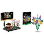 LEGO 10315 Icons Tranquil Garden, Botanical Zen Garden Kit with Lotus Flowers, & 10313 Icons Wildflower Bouquet Set, Artificial Flowers with Poppies and Lavender, Crafts, Botanical Collection