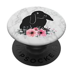 PopSockets Black, Lop Bunny, Baby Lop Eared Rabbit, Floral White PopSockets PopGrip: Swappable Grip for Phones & Tablets