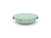 Brabantia - Boîte Ronde Make & Take 1L - Design Compact & Plat - Couvercle à Clips - Étanche - Fermeture Hermétique - Convient pour le Congélateur, le Lave-Vaisselle & le Micro-Ondes - Jade Green