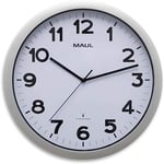 MAUL Horloge Murale MAULstep Ø 40 cm | Horloge radiopilotée élégante | Horloge Classique pour Le Bureau, l'atelier et à la Maison | Bonne lisibilité également dans Les Grandes pièces | Argenté