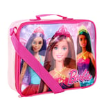 Girls Pink Barbie Doll Movie Zip Up Thermal Insulated School Sandwich Lunch Bag