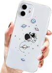 BOUFE Coque Transparente pour iPhone 12 Mini avec Motif planète Astronaute et étoile Transparent