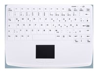Active Key Ak-4450-Gfuvs - Tangentbord - Helt Förseglad, Ip68 Med Stängt Batterifack - Med Pekplatta - Trådlös - 2.4 Ghz - Azerty - Fransk - Vit