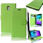 Samsung Galaxy J5 2017 Case - Mobile Stuff Galaxy J5 2017 Premium Leather Case Magnetic Flip Case Cover [Wallet Stand], Card Slots For Samsung Galaxy J5 2017 With Free Stylus (GREEN CASE COVER)