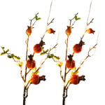 2 Pack Orange Pomegranate Berries LED Twig Lights Lighted Artificial Tree Branch Lights for Home Shop Windows Vase Table Room Wedding Christmas (LED Pomegranate Orange)