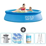 Intex Pyöreä puhallettava Easy Set uima-allas - 244 x 61 cm - Sininen - Sisältää pumpun Suodattimet - Kloori - Tikapuut Tarvikkeet Mukaan Lukien CB96