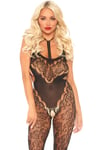 Lace Bodystocking With Cut Out Black O/S