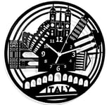 INSTANT KARMA CLOCKS Wall Clock Italy Tour Monuments Travel Agency Decoration Gift Ø12inch, Wood, Black