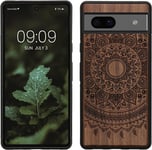 Kwmobile Wood Case Compatible with Google Pixel 7A Case - Cover - Indian Sun Dar