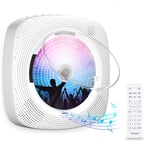Gueray CD Player Wall Mountable Bluetooth Built-in HiFi Speakers with Cover & LED Screen Display Home Audio FM Radio USB MP3 Music Player 3.5mm AUX Jack & Remote Control