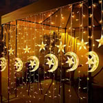 Eid Ramadan LED-gardinlampor Fairy Lights EU-kontakt (varmvit)