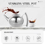 2L Stainless Steel Teapot Coffee Pot w Tea Leaf Infuser Filter Water Kettle UK