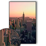 New York Poster Skyline - New York Picture Empire State Building - Wall Picture New York City - Skyline, NYC, USA, Sunset Over Manhattan - Wall Decoration - Art Print (70 x 50 cm)