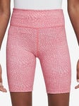 Nike Older Girls Snake Print Bike Shorts, Pink, Size L=12-13 Years