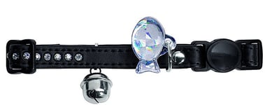 Katthalsband läder Luxus Svart ® strass