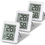 Aircode Thermomètre Intérieur, 3 Sets Mini LCD Digital Thermometre Hygrometre à Poser ou à Suspendre pour Intérieur Salon Chambre de bébé Bureau Réfrigérateur
