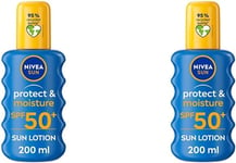 NIVEA SUN Protect & Moisture Sun Spray SPF 50+ (200Ml), Moisturising Suncream Sp