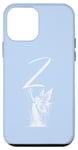 Coque pour iPhone 12 mini Œuvre d'art fantaisie bleue élégante avec monogramme Z
