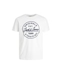 Jack & Jones Mens Logo Casual Neck Short Sleeve T-Shirt - White Cotton - Size Small