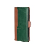 VGANA Book Case Compatible for MOTO Motorola G10, Wallet Premium Leather Filp Magnetic Contrast Color Cover. Green+Brown
