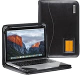 Broonel - Contour Series - Black Heavy Duty Leather Protective Case - Compatible with ASUS Chromebook C523 15.6"