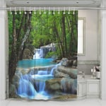 Chickwin Shower Curtain for Bathroom with 12 Hooks, 3D Digital Creative Green Nature Forest Printing Pattern Washable Waterproof Polyester Fabric Decor Bath Curtain (180x200cm,Forest)