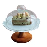 Pastry storage tray 8/10 Inch Cake Stand, Porcelain Serving Platter with Wooden Base Glass Pattern Fruit Tray Glass Sandwich Dome White, Blue, Pink Dried fruit tasting plate