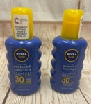 2x 200ml NIVEA Protect & Moisture SPF30 Sun Spray Immediate Protection