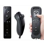 2 in 1 Manette Wiimote Controller ÉLOIGNÉ Poignée de jeu Nunchuk intégré Motion Plus pour Nintendo Wii couleur noire