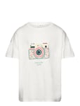 Embroidered Details Print T-Shirt Tops T-shirts Short-sleeved White Mango