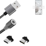 Magnetic charging cable for Xiaomi 12T Pro with USB type C and Micro-USB connect
