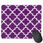 Moroccan Quatrefoil Pattern Purple and White Non-Slip Rubber Mouse Mat Mouse Pad for Desktops, Computer, PC and Laptops