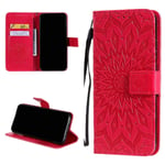 kelman Phone Cases for Oppo A53 2020/Oppo A53s/Oppo A32/Oppo A33 2020 Case Cover 3D Sun Flower Fashion PU Leather,Card Slot,Built Stand,Wallet Function [KT18-Red]