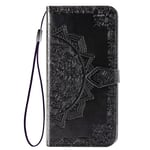 TANYO Case Suitable for OnePlus Nord, Stylish Leather Full-Cover Phone Case, 3 Card Slot, Magnetic Closure and Flip Stand Wallet Case. Black
