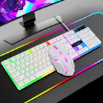 T-WOLF TF230 Colorful Light Effect Game Office Computer Wired Keyboard and Mouse Kit(White)