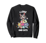 I Love Bingo And Cats Womens Cat Lover Gambling Bingo Squad Sweatshirt