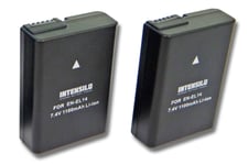 INTENSILO 2x Li-Ion batterie 1100mAh (7.4V) compatible avec Nikon D3100, D3200, D3300, D5100, D5200, D5300, D5500 camera remplace EN-EL14