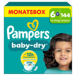 Pampers Baby-Dry blöjor, storlek 6+, 14-19 kg, månadsförpackning (1 x 144 blöjor