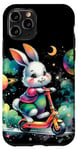 Coque pour iPhone 11 Pro Bunny Riding Trottinette électrique Motif lapin