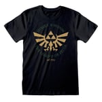 Unisex Kortærmet T-shirt The Legend of Zelda Hyrule Kingdom Crest Sort M